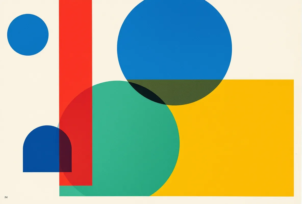 A flat risograph record-of-status emblem in cobalt, red and marigold marking FDA, WADA and 503A standing
